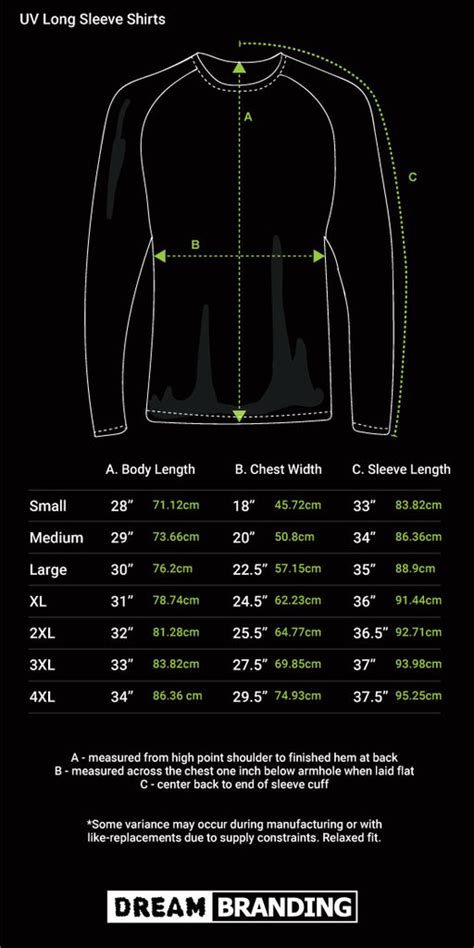uv skinz size chart.